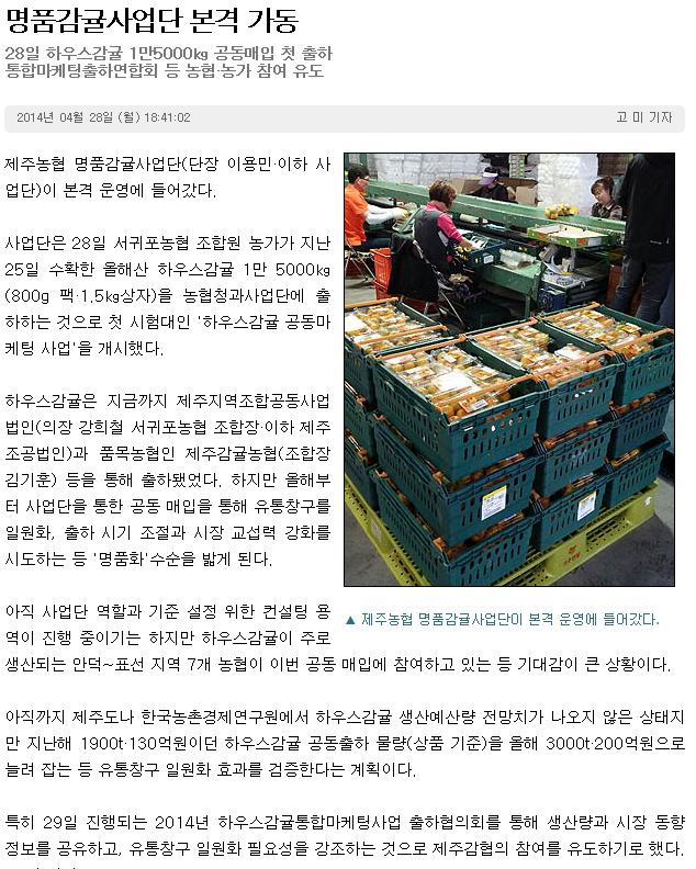 명품감귤사업단 본격가동