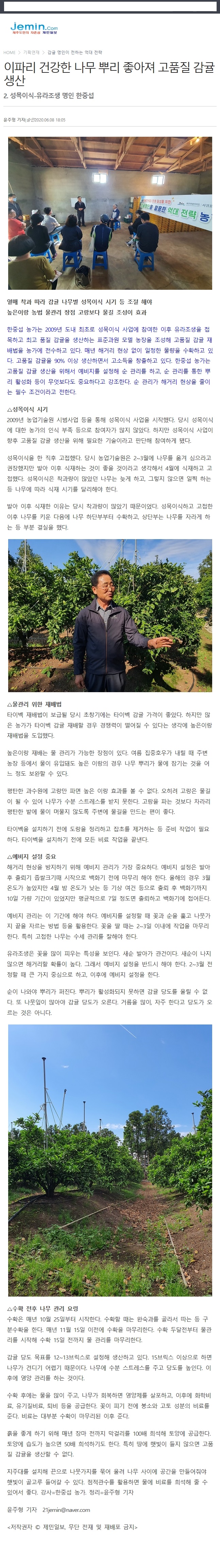 [제민기획2]이파리 건강한 나무 뿌리 좋아져 고품질 감귤생산