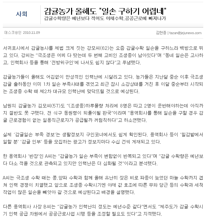 감귤농가 올해도 