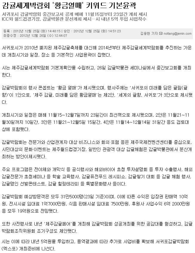 감귤세계박람회 '황금열매' 키워드 기본윤곽